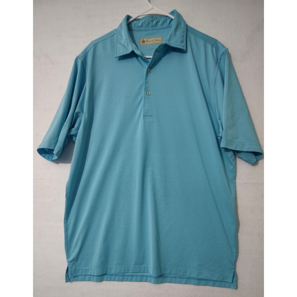 Donald‎ Ross Shirt Men's LG Polo BLUE KINGWOOD Golf COUNTRY Club Stretch Striped
